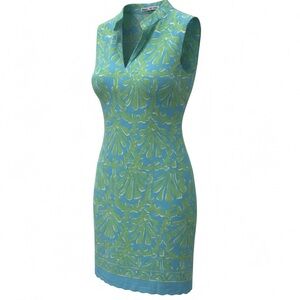 Sleeveless Green and Blue Mini Dress